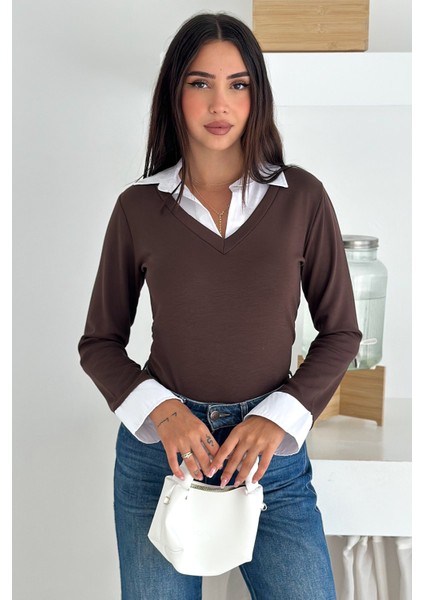 Kadın Gömlek Yaka Detaylı Bluz – Retro & Şehirli Stil