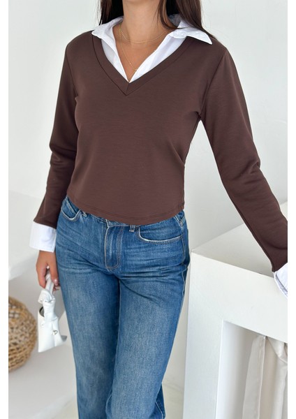 Kadın Gömlek Yaka Detaylı Bluz – Retro & Şehirli Stil fiyatları