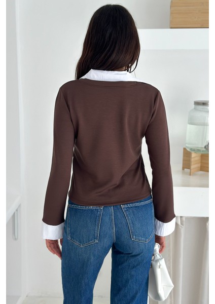 Kadın Gömlek Yaka Detaylı Bluz – Retro & Şehirli Stil