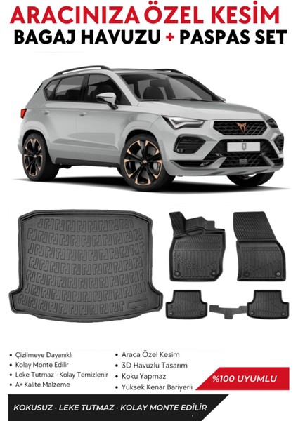 Cupra Ateca 2023 Model Bagaj Havuzu+Paspas Takımı Full Takım