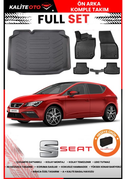 Seat Leon 2020 Model Bagaj Havuzu+Paspas Takımı Full Set+Hediyeli