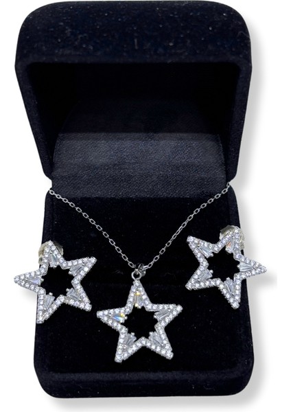 Işıltılı Iri Yıldız Gümüş Set&takım