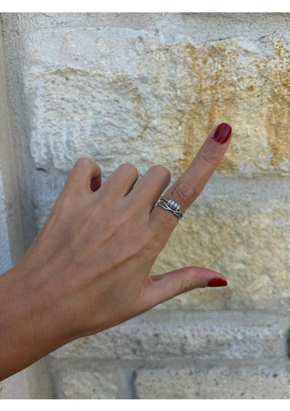 Sarmal Zirkon Taş Topçuk Gümüş Kaplama Ayarlanabilir Yüzük fırsatları