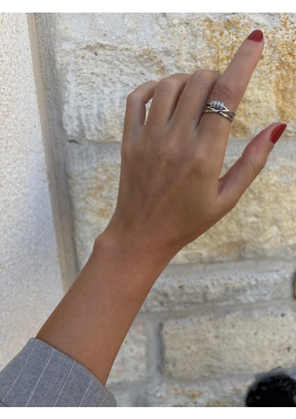 Sarmal Zirkon Taş Topçuk Gümüş Kaplama Ayarlanabilir Yüzük indirimleri