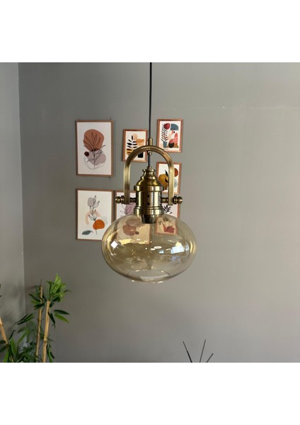 Solvia Cam Bal Rengi Tekli Avize Delikli Eskitme Başlık Retro Sarkıt Lamba Salon Aydınlatma fırsatları