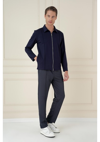 Slim Fit Fermuarlı Yan Cep Mevsimlik Casual Lacivert Mont mt 174 modelleri