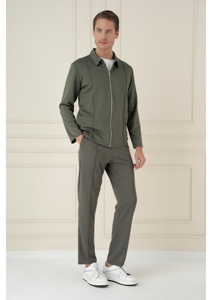 Slim Fit Fermuarlı Yan Cep Mevsimlik Casual Haki Mont mt 174