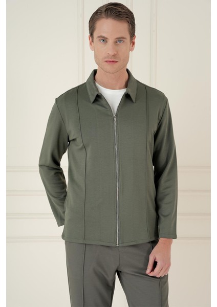 Slim Fit Fermuarlı Yan Cep Mevsimlik Casual Haki Mont mt 174 fiyatları