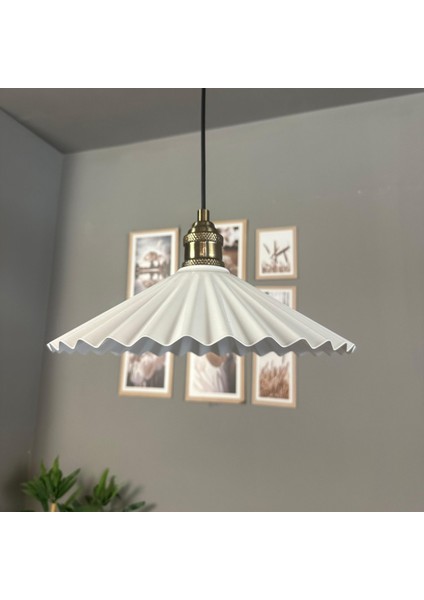 Avilla Beyaz Tekli Metal Büyük Avize Lale Başlık Rustik Cafe Mutfak Modern Sarkıt Aydınlatma