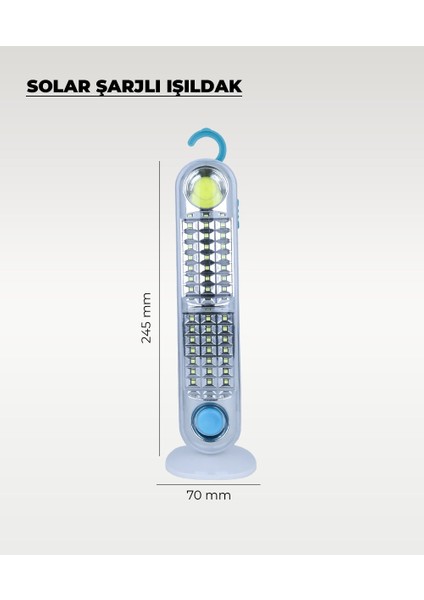 60W Solar / 220V Şarjlı Işıldak - Askı Aparatlı ve Ayaklı - Su Geçirmez modelleri