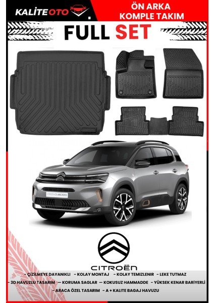 Citroen C5 Aircross 2017 Model Üst Bagaj Havuzu+Paspas Takımı Full Set