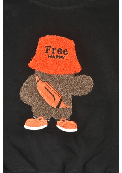 Erkek Çocuk %100 Pamuk Free Happy Süzene Nakışlı Paça Lastikli Trend Takım - 2146 modelleri