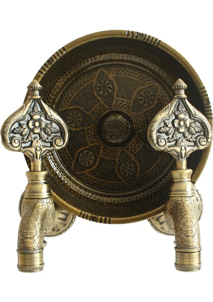 Ikili Hamam Taslı Desenli Perlatörlü Antik Osmanlı Musluk