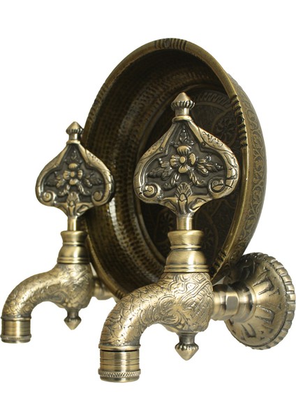 Ikili Hamam Taslı Desenli Perlatörlü Antik Osmanlı Musluk fiyatları