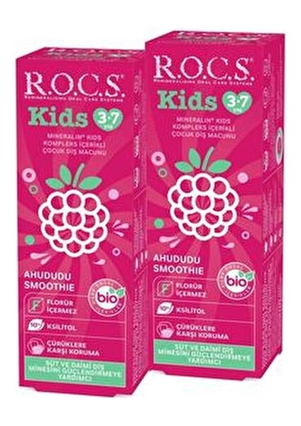 Kids Ahududu Smoothie Tadında Florürsüz Diş Macunu 45G 3-7 Yaş İçin 2 Adet fırsatları