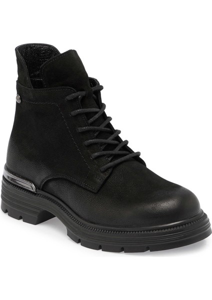 Siyah Hakiki Nubuk Deri Kadın Casual Bot - K24K1BT67652-A64