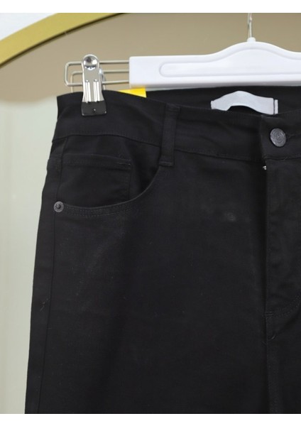 Ispanyol Paça Yüksek Bel Kot Pantolon -Siyah fiyatları