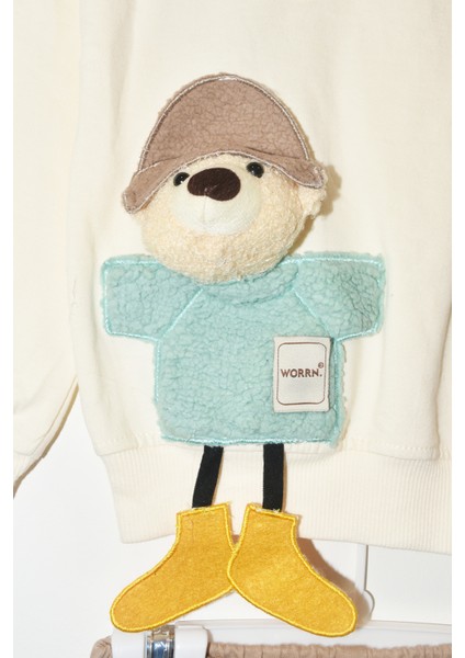 Erkek Çocuk %100 Pamuk Planet Nakışlı Ayıcık Aksesuarlı Eşofman Takım - 2149 modelleri