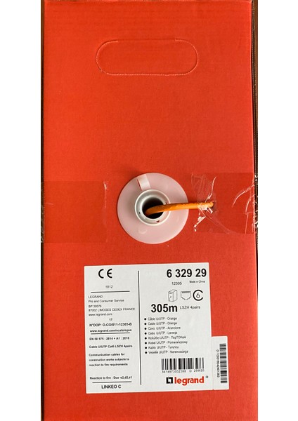 632929 Cat6 U/utp Lszh Hf 23AWG Turuncu Data Kablosu 305 Metre Kutulu