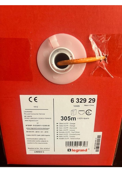 632929 Cat6 U/utp Lszh Hf 23AWG Turuncu Data Kablosu 305 Metre Kutulu fiyatları