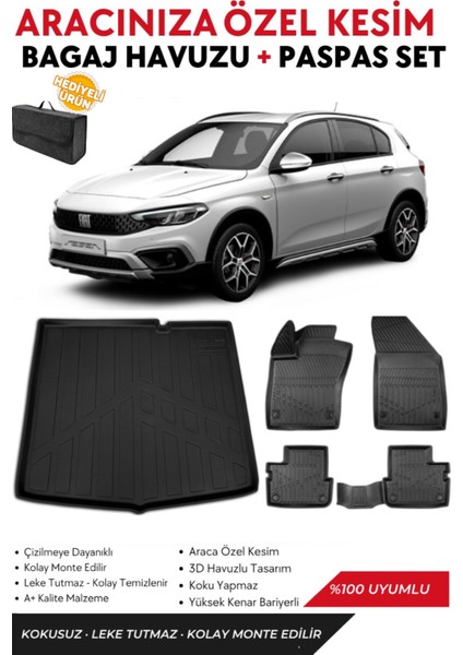 Fiat Egea Hatchback Tamir Kitli 2017 Model Bagaj Havuzu+Paspas Full Takım+Hediyeli