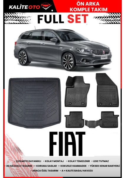 Fiat Egea Station Wagon 2022 Model Alt Bagaj Havuzu+Paspas Takımı Full Set