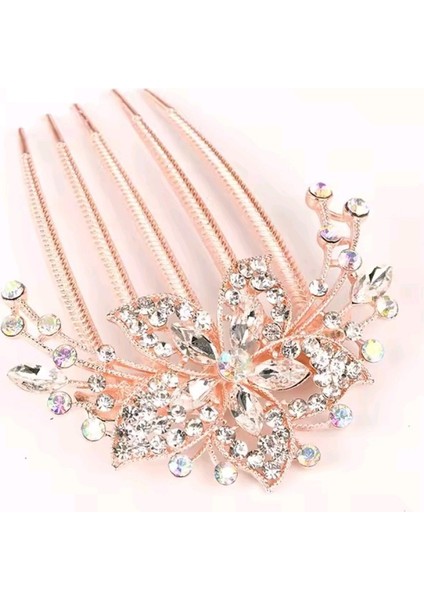 Kristal Çiçek Alaşım Metal Düğün Nişan Gelin Topuz Saç Tokası