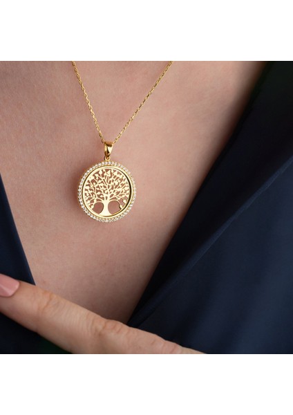 925 Ayar Gümüş Taşlı Hayat Ağacı Kolye Kolye fırsatları