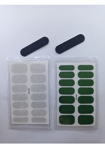 Kendinden Yapışkanlı Nail Sticker 2 Paket Tırnak Stickeri Takma Yapışkanlı Oje Yeşil Beyaz Simli fiyatları