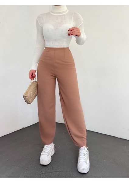 Beli Lastikli Balon Pantolon -Vizon fiyatları