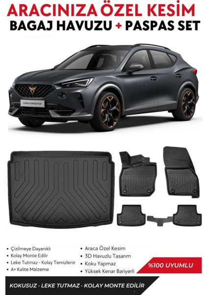 Cupra Formentor 2024 Model Alt Bagaj Havuzu+Paspas Takımı Full Takım
