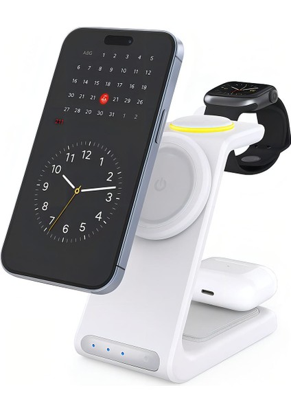 Apple iPhone Airpods Watch / Android 3-In-1 Uyumlu Kablosuz Wireless Şarjlı Standı fırsatları