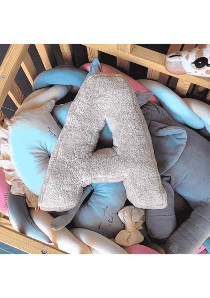 Litera, A Harfi, Yastık, Kırlent, Elyaf Dolgulu, Welsoft Kumaş, 40 cm