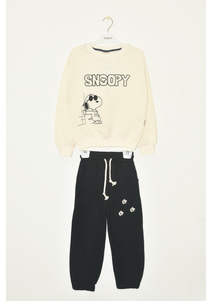 Erkek Çocuk %100 Pamuk Snoopy Nakışlı Paça Lastikli Trend Takım - 2148 fiyatları