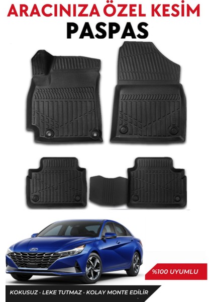 Hyundai Elantra 2024 Model Araca Özel Havuzlu Paspas Takım
