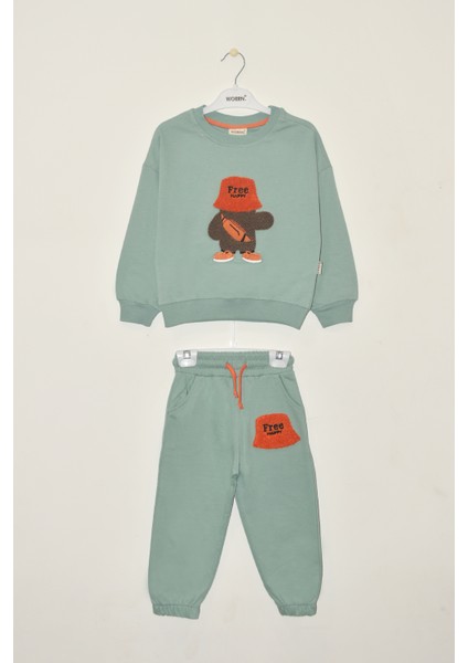 Erkek Çocuk %100 Pamuk Free Happy Süzene Nakışlı Paça Lastikli Trend Takım - 2146 fiyatları