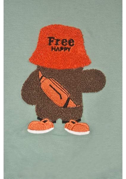 Erkek Çocuk %100 Pamuk Free Happy Süzene Nakışlı Paça Lastikli Trend Takım - 2146 modelleri