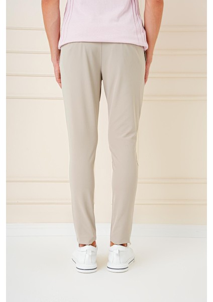 Slim Fit Yan Cepli Düz Esnek Casual Koyu Bej Pantolon P 1144