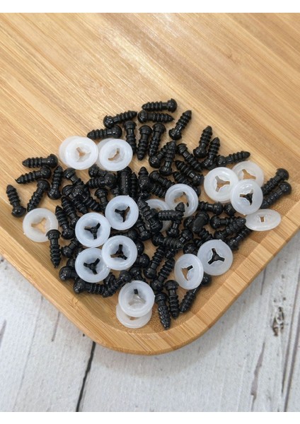 6 mm Amigurumi Vidalı Göz Siyah 20 Çift fiyatları