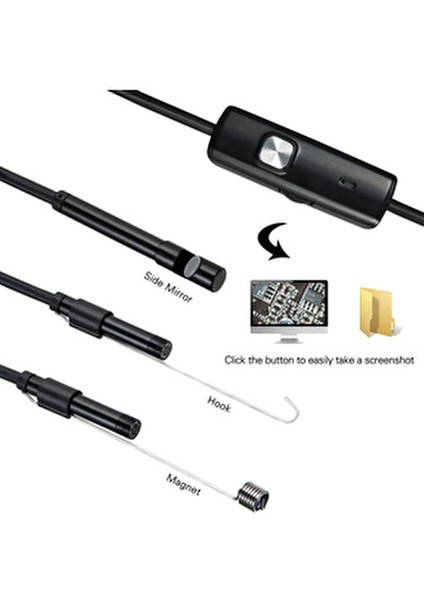 Endoskop Yılan Kamera 5 Metre Su Geçirmez Gece Görüşlü USB Uyumlu 7mm