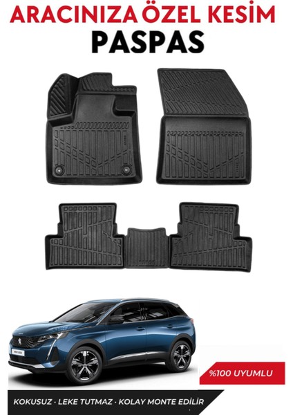 Peugeot 3008 2016 Model Araca Özel Havuzlu Paspas Takım