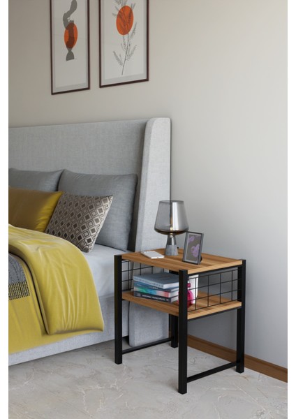 Modern Komodin Metal Ayaklı Raflı Başucu Komodin Yatak Odası Dekoratif Yan Sehpa fırsatları