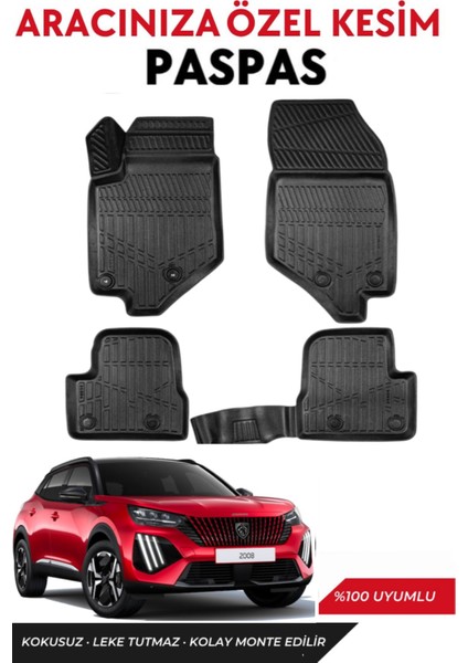 Peugeot 2008 2021-2022-2023-2024-2025 Model Araca Özel Havuzlu Paspas Takım