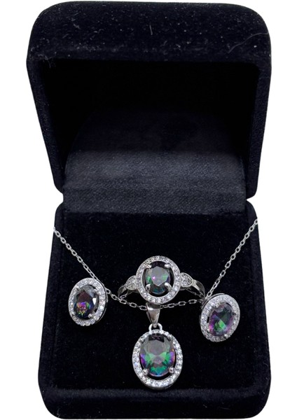 Işıltılı Alexandrite Gümüş Takım Seti(Yüzük Numarası Satıcıya Bildirilmeli)