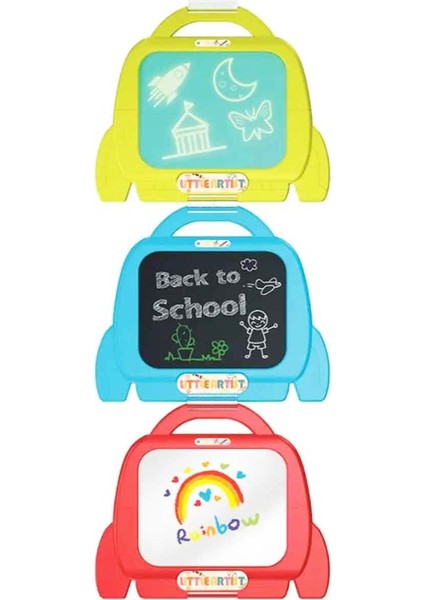 3in1 Ilk Çizim Tahtam – Kara, Beyaz ve Şeffaf Tahta Seti, Kalemli & Tebeşirli Çocuk Çizim Oyuncağı modelleri