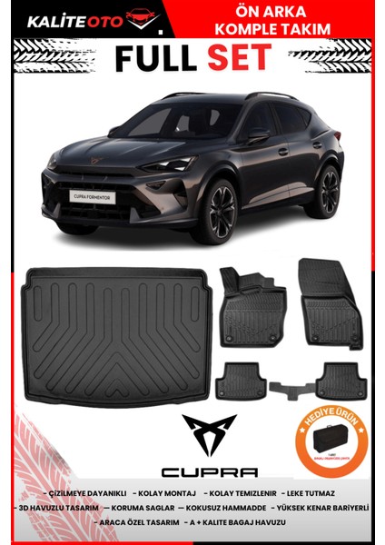 Cupra Formentor 2020-2021-2022-2023-2024-2025 Model Alt Bagaj Havuzu+Paspas Takımı Full Set+Hediyeli