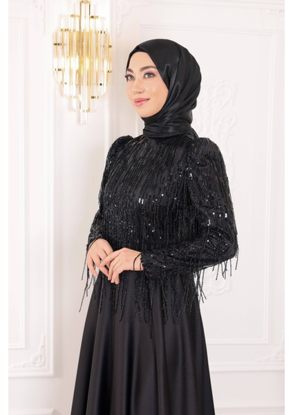 Saten Sacaklı Abiye 03 modelleri