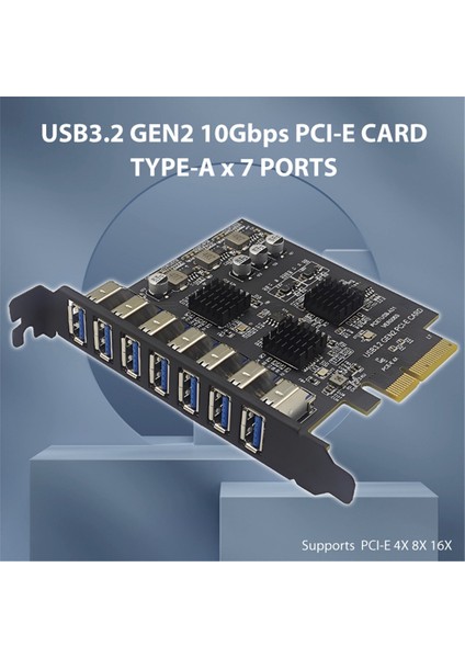 Usb3.2 Gen2 10 Gbps Pcıe Genişletme Kartı Tip-A Pcı-E 4x Ila 7 Port USB 3.0 Genişletme Adaptör Kartı Pcı-E Denetleyici Kartı (Yurt Dışından) fırsatları