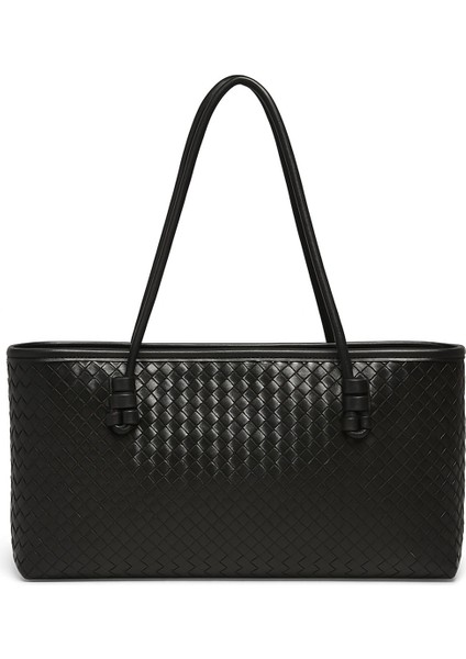 Kadın Loven Uzun Tote Çanta Siyah Örgülü