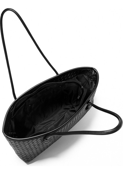 Kadın Loven Uzun Tote Çanta Siyah Örgülü fırsatları